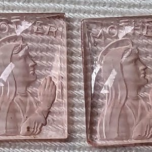 BLESSED Virgin Mary Vintage Glass intaglio LAVENDAR 13x18mm