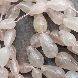 PINK Rose QUARTZ crystal/ 8-10mm Genuine stone/TEARDROp shape BEADS 20pcs