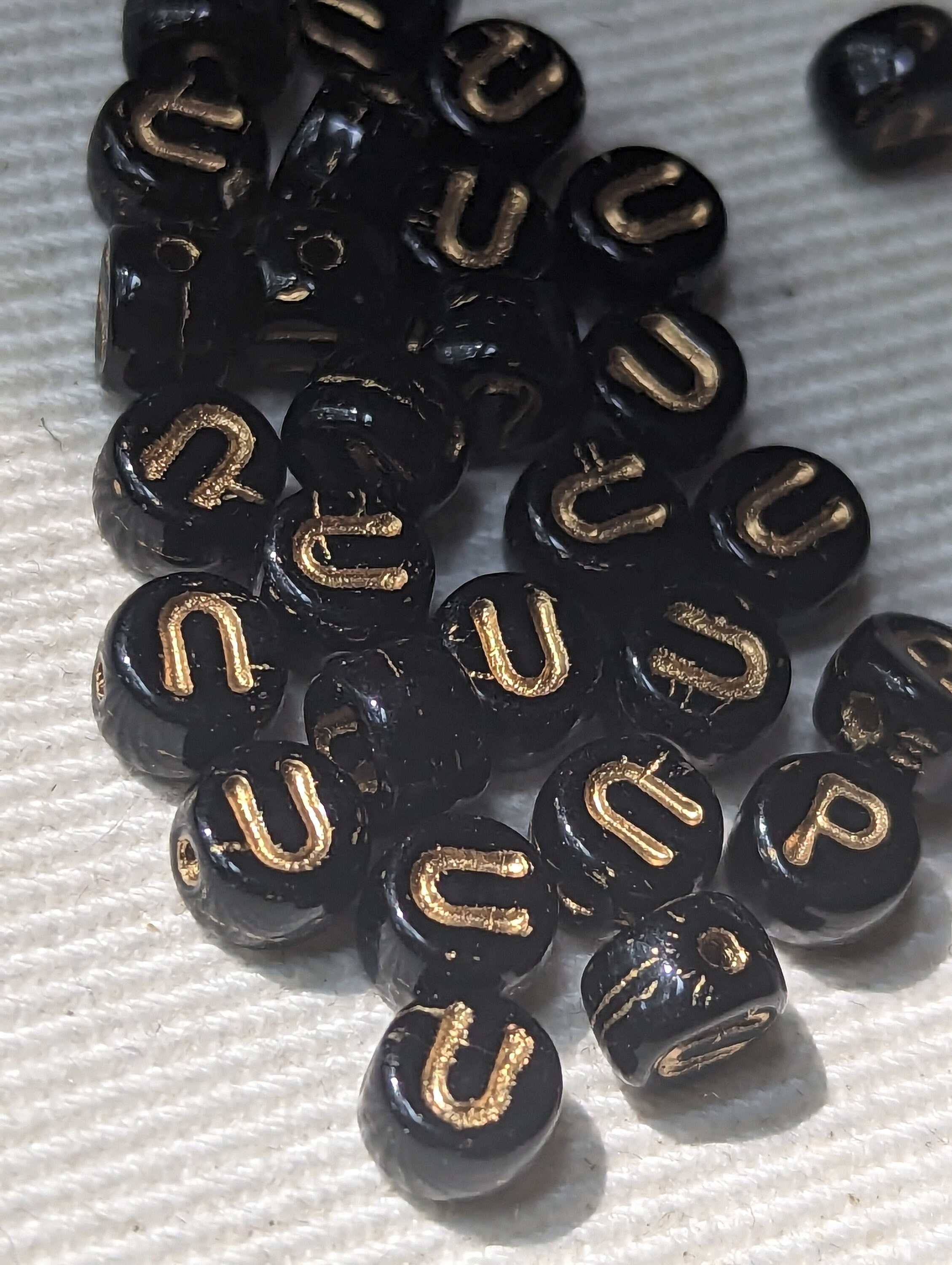 Alphabet Letter Beads, 7mm Gold Metallic Round Acrylic Beads with Black  Lettering, ABC Name Beads, A-Z Letter Beads, Rosegold Love Beads