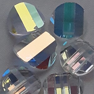 Vintage Glass Beads.1950s AUSTRIAN CRYSTAL disc Antique RAINBOW vitrail