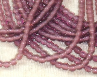 Perles de verre tchèque AMETHYST violet ronde lisse 4 mm (40)