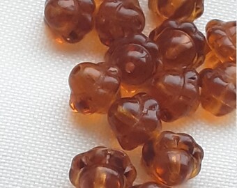 AMBER topaz SATURN Vintage Czech glass Beads 6mm(12)