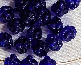 Vintage Czech glass Beads.6mm COBALT BLUE saturn (12)