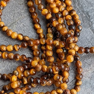 HEALING brown TIGER EYE/  smooth round 2mm/ Genuine stone BEADs 140pcs