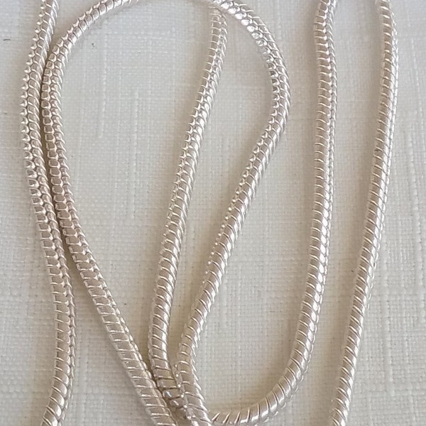 SNAKE CHAIN vintage SILVER plate copper S-hook clasp 4mm thick 22" long (1)