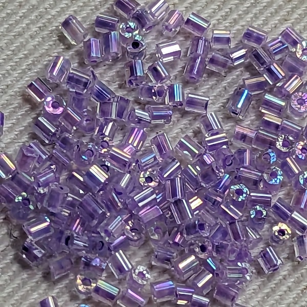 Fairy Lavender purple Rainbow GLASS//Seed beads Vintage Japan crystal tubes Toho (6 grams)