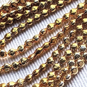 Vintage GLAS Girlande Perlen / RARE Japan Hohl / GOLD Urne Form Weihnachtsschmuck 4 mm / 48 Perlen