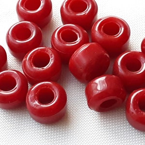 Vintage Tile beads pony deep burgundy RED CZECH glass large hole 10