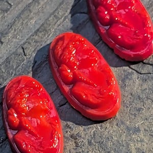 Vintage GLASS cabochon German cameo stone 10x18 RED