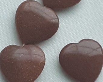 Obrazek JASPIS, zabytkowe koraliki kamienne. prawdziwe półszlachetne rzeźbione SERCA 18 mm