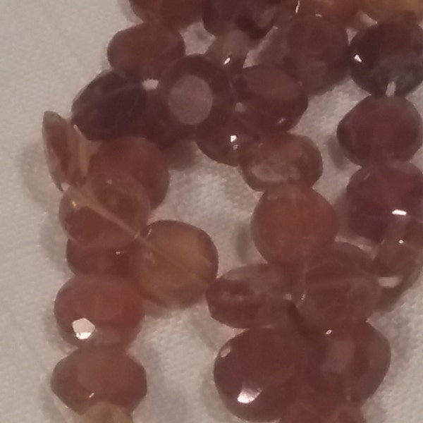 GARNET topaz faceted coins 6mm Genuine stone disc shaped BEADS amber 40pcs