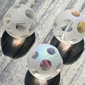 Vintage glass BEADS austrian cut window soccer ball disco 10mm CRYSTAL rainbow ab