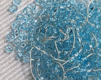 AQUA  GLASS Vintage Czech Seed beads rocailles size 11 -(5 grams)