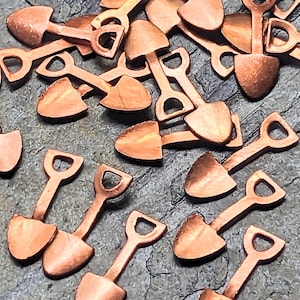 Vintage copper charms Pick axe &shovel//mining tools/1950s miniatures 12mm (30pcs) 15of each