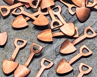 Vintage copper charms Pick axe &shovel//mining tools/1950s miniatures 12mm (30pcs) 15of each