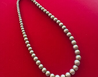 Vintage Faux Pearls Necklace Golden Beads 1950s 12” Short Child Size