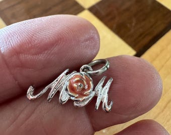 Mom Sterling Silver Charm Rose