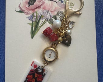 1 - Bridal Bouquet Charm Vegas Queen of Hearts Gloria Vanderbilt Watch Swan Gift Wedding