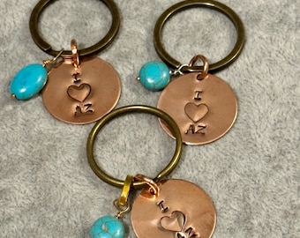 I Heart Arizona Charm Copper Key Ring Gift