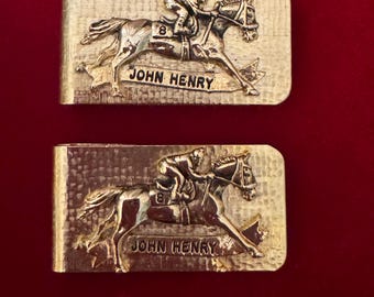 John Henry American Champion Thoroughbred Racehorse Vintage Money Clip Holder Sold Seperatly
