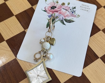 1 - Bridal Bouquet Charm Vintage Saxony Watch Timepiece Pearls Ring Charm Wedding
