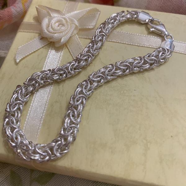 8” Sterling Silver Byzentine Italian Lirm Bracelet