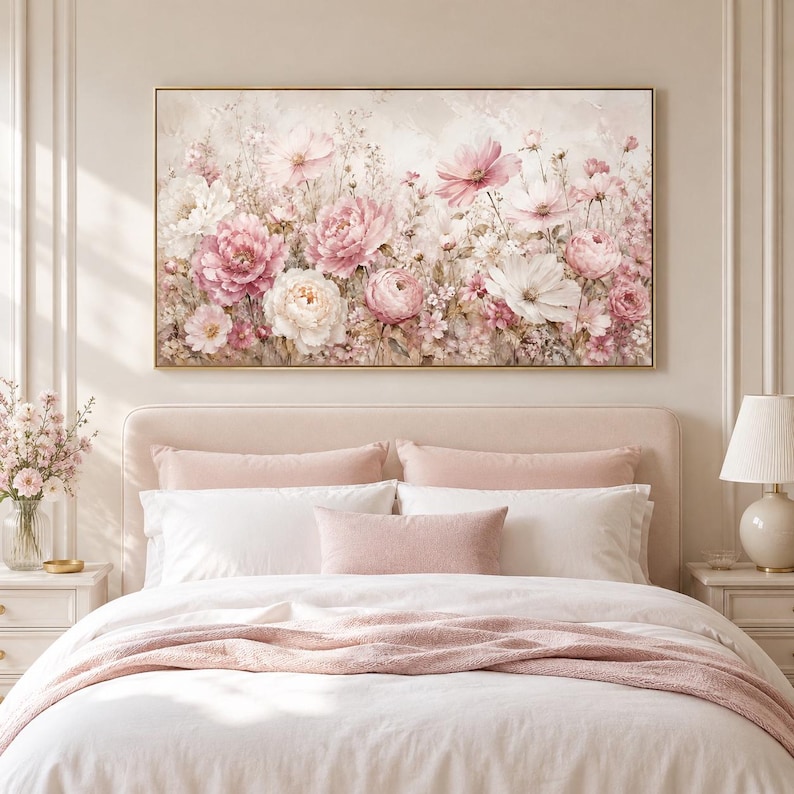 Blush Pink Peony Canvas Print, Soft Neutral Floral Wall Art, Romantic ...