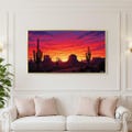 Desert Sunset Canvas Art, Palette Knife Red Sky Painting, Impasto Silhouette Decor product logo