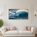 Ocean Wave Canvas Art, Impasto Seascape Oil Painting, Dramatic Blue Wave Decor product logo