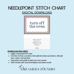 Turn Off the Oven | Funny Needlepoint Chart, DIY Needlepoint Pillow Design (Digital Download) image 2