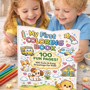 kids coloring pages – 100 Cute and Easy Coloring Pages – Printable A4 PDF – Ages 2–6