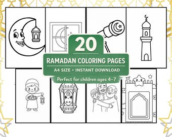 Ramadan Malbuch für Kinder - 20 A4 druckbare PDF-Seiten (Digitaler Download)