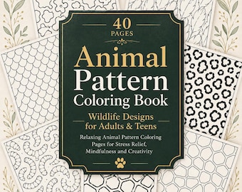 Tiermuster Malbuch | Wildtiere Designs für Erwachsene & Jugendliche (PDF Download)