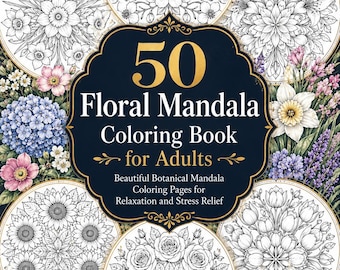 50 Blumenmandala Ausmalbilder für Erwachsene | Botanische Blumen (A4 PDF Download)