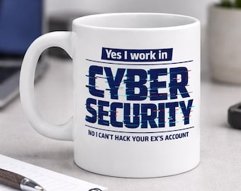 Cyberbeveiligingsmok, IT-ondersteuningscadeau, Hacker Joke, wit keramiek 11oz