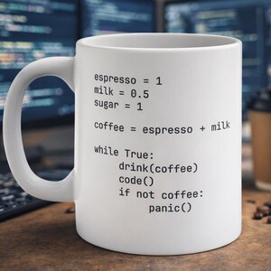 面白いPythonマグカップ「確かに: コーヒーを飲む」プログラマーへのギフト、コーディングユーモアマグカップ