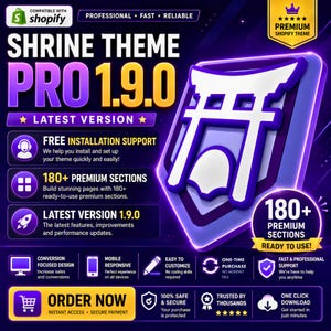 Shrine Theme Pro 1.9.0, 180+ Premium Sections for Shopify – Modern High-Converting Design + Fast Support & Installation Guidance Included