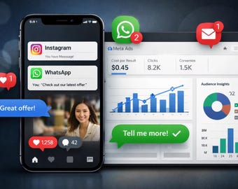 24時間InstagramとWhatsAppメッセージ広告 - メタ広告 - 予算込み