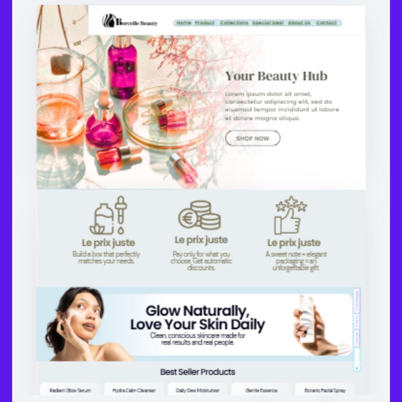 Canva Beauty Website Template, Editable Skincare And Cosmetics One Page, Modern Salon And Lash Studio Website Design, Drag And Drop image 4