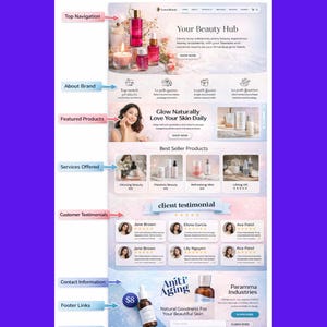 Canva Beauty Website Template, Editable Skincare And Cosmetics One Page, Modern Salon And Lash Studio Website Design, Drag And Drop image 5