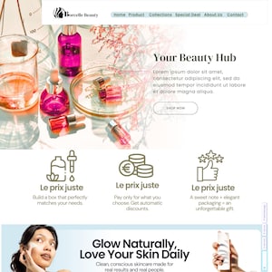 Canva Beauty Website Template, Editable Skincare And Cosmetics One Page, Modern Salon And Lash Studio Website Design, Drag And Drop image 1