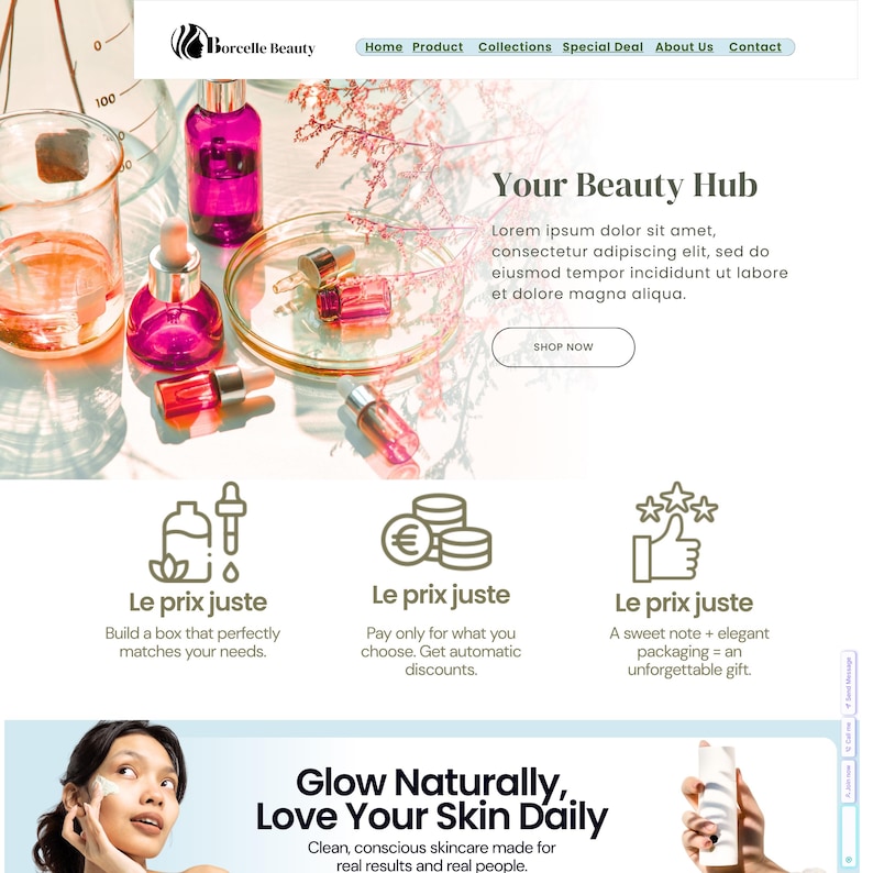 Canva Beauty Website Template, Editable Skincare And Cosmetics One Page, Modern Salon And Lash Studio Website Design, Drag And Drop image 1
