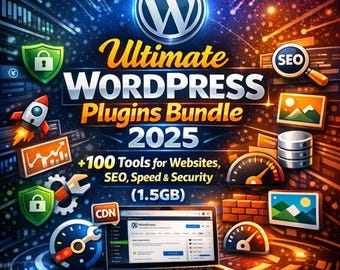 Ultimate WordPress Plugins Bundle 2025 – 100+ Tools for Website Performance, SEO, Speed & Security | Digital Download