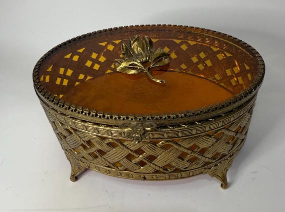 Vintage Gold with Rose Jewelry Box