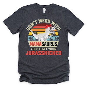 Don&#39;t Mess With Mamasaurus Funny Sarcastic Unisex Vintage Loook T-Shirt | Plus Size Family Shirt | Mother&#39;s Day Gift | Tee for Mom
