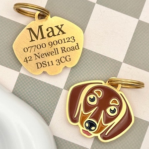 Personalized Dachshund Brass Dog Tag – Engraved Sausage Dog ID image 2