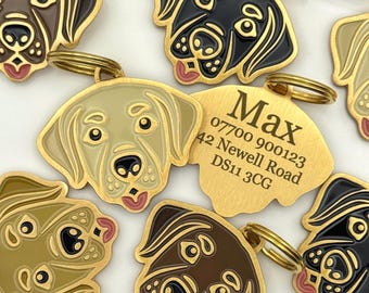 Personalized Labrador & Golden Retriever Brass Dog Tag – Engraved Custom Pet ID Tag