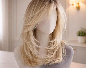 Layered Blonde Wig with Heat Resistant Fiber, Shag Style, Soft Texture, Natural Look, Lightweight Fit, Easy Styling for Women