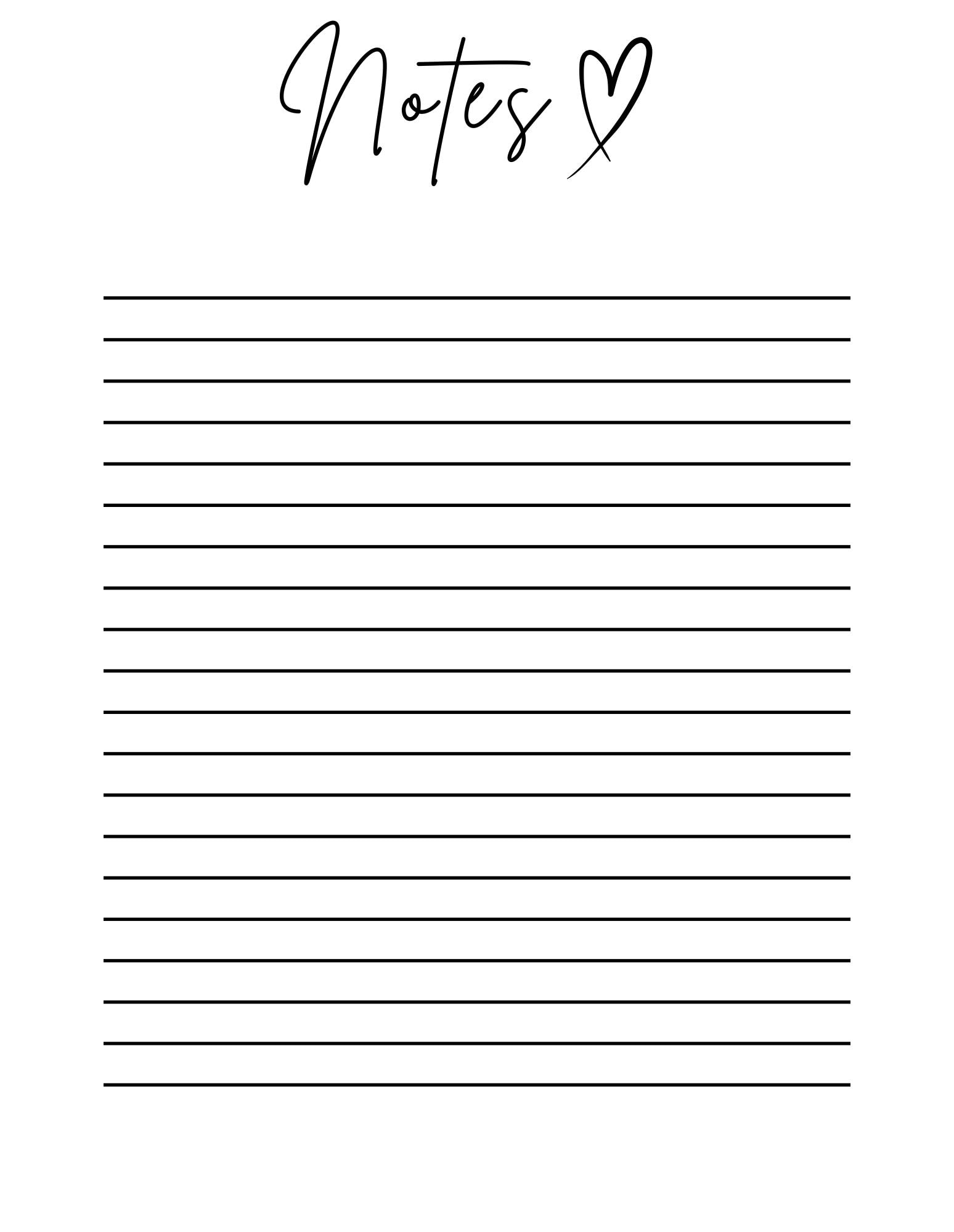Editable Notes Template Canva | Minimalist Lined Notes Page | Printable ...