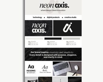 Modèle de tableau de marque d'une page | Kit de marque en toile moderne | 1080 x 1920 modifiable